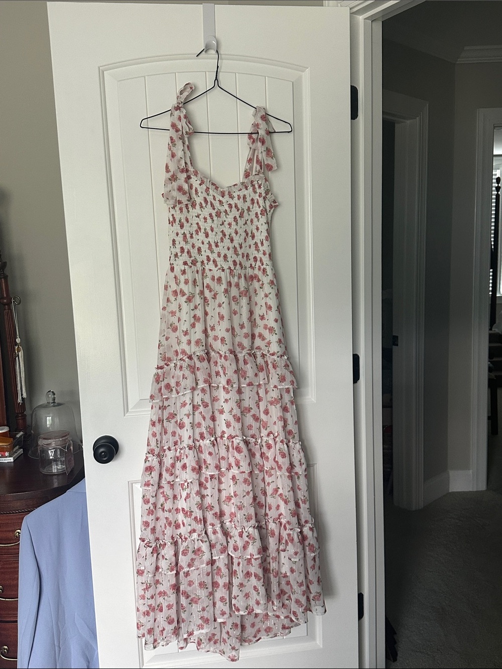 Altard State Floral Tie-Shoulder Maxi Dress in Light Pink
